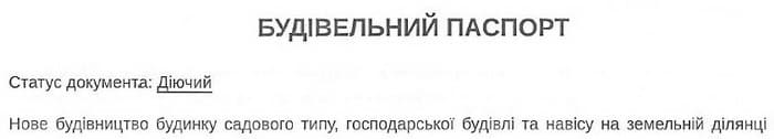 Будівельний паспорт (титул)