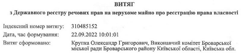 Витяг з Реєстру прав власності на нерухоме майно